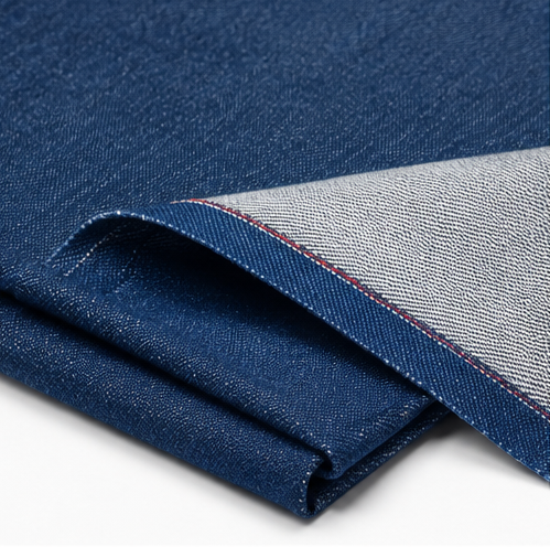 Stretch denim cotton fabric folded to show drape